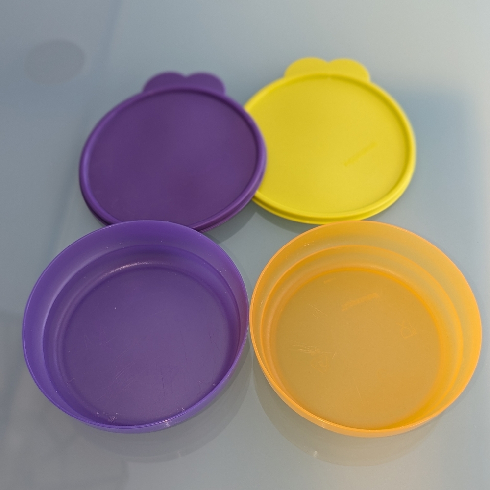 Tupperware Bowls And Lids Set Of 2 - Purple and Yellow